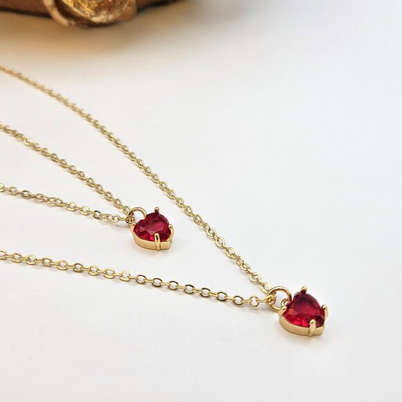 VALENTINE SALE!! Double Strand Red Zirconia on Gold Filled Chain Necklace--NWT - Picture 5 of 5